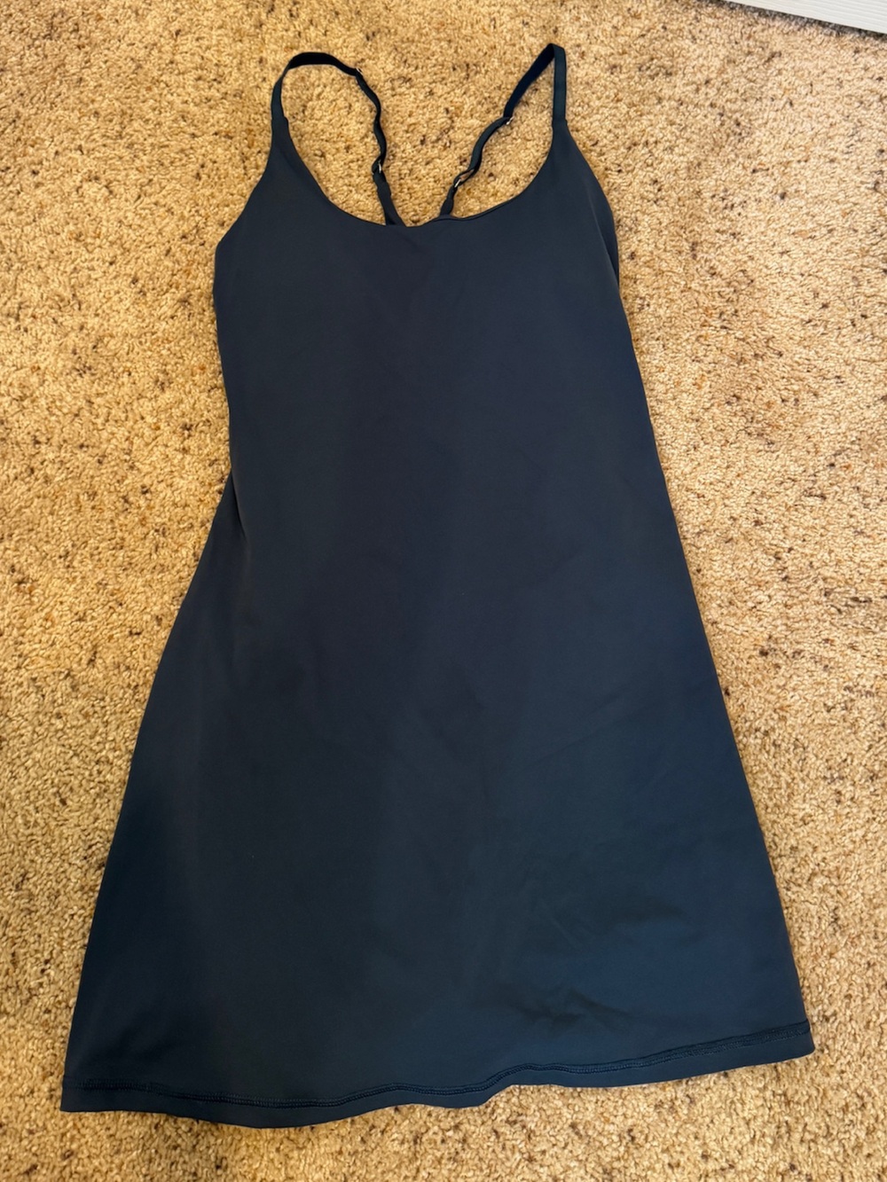 Navy/deep aquaSlip Dress with cross straps, removable pads, shorts w pockets